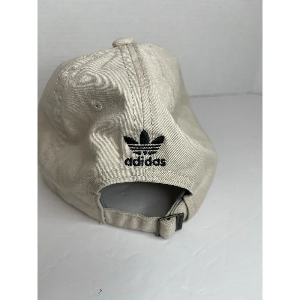 Adidas Sand Beige Cotton Adjustable Dad Hat Cap Embroidered Logo